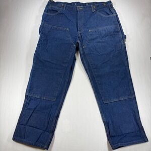 KEY Apparel Mens Denim Double-Front Logger Dungarees Dark Wash W42 L30 FS1124